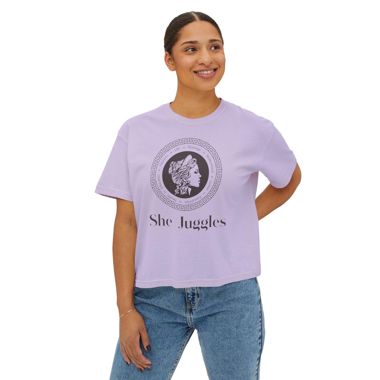 She Juggles Cropped Boxy Tee