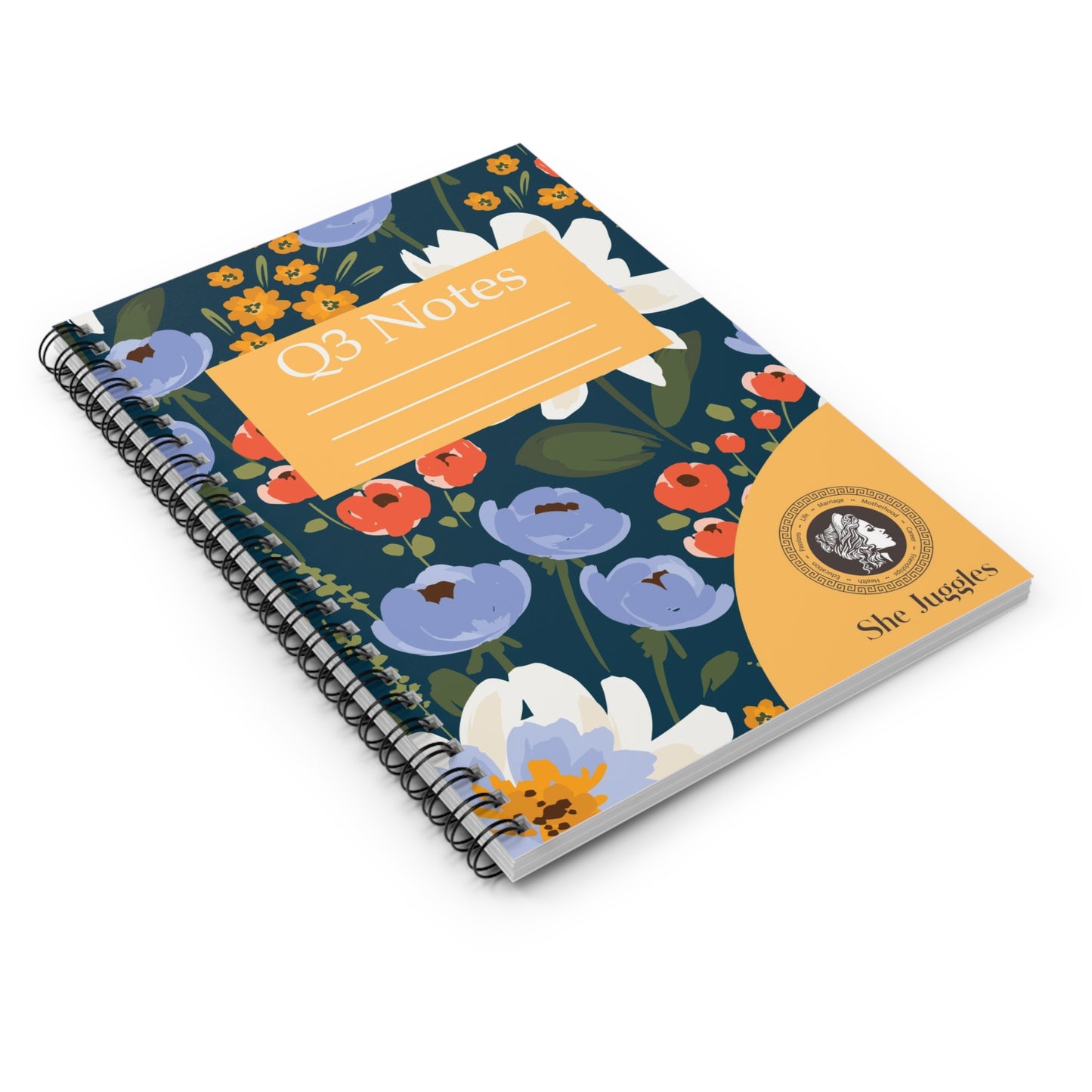 Q3 Floral She Juggles Spiral Notebook