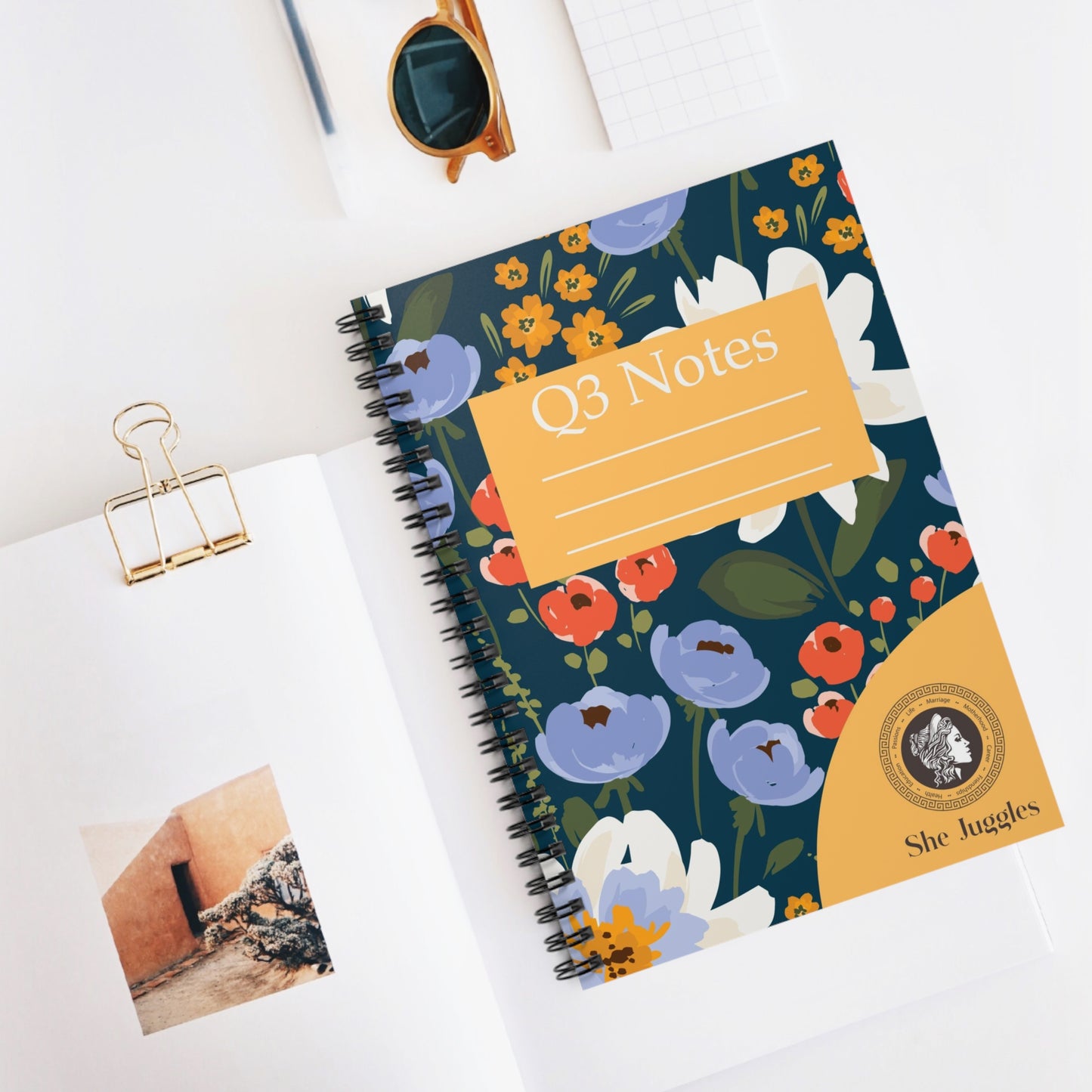 Q3 Floral She Juggles Spiral Notebook
