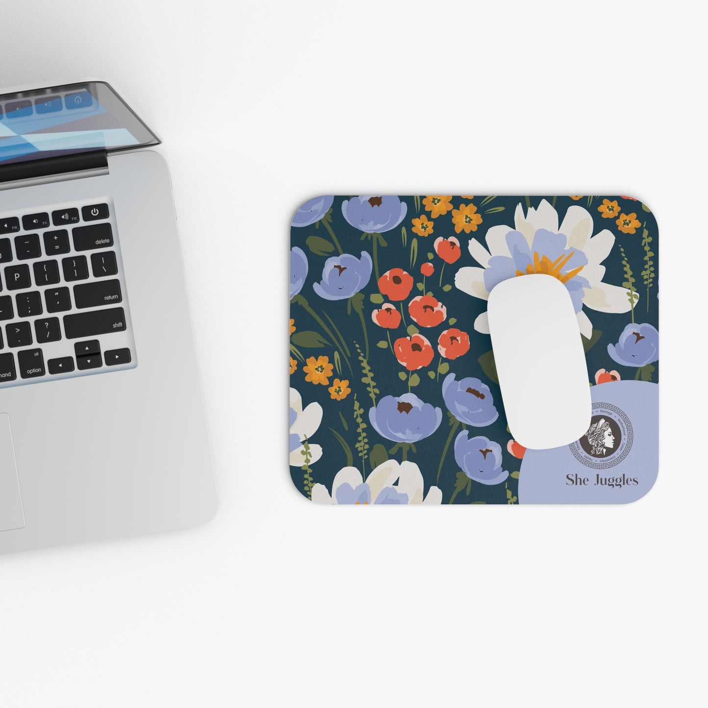 Floral She Juggles Mouse Pad