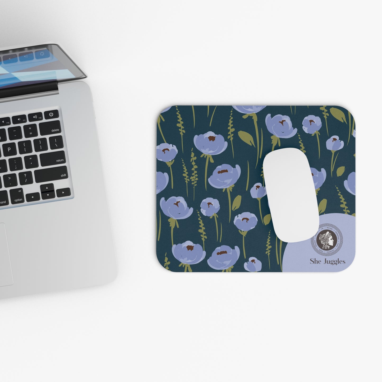 Blue Poppy She Juggles Mouse Pad