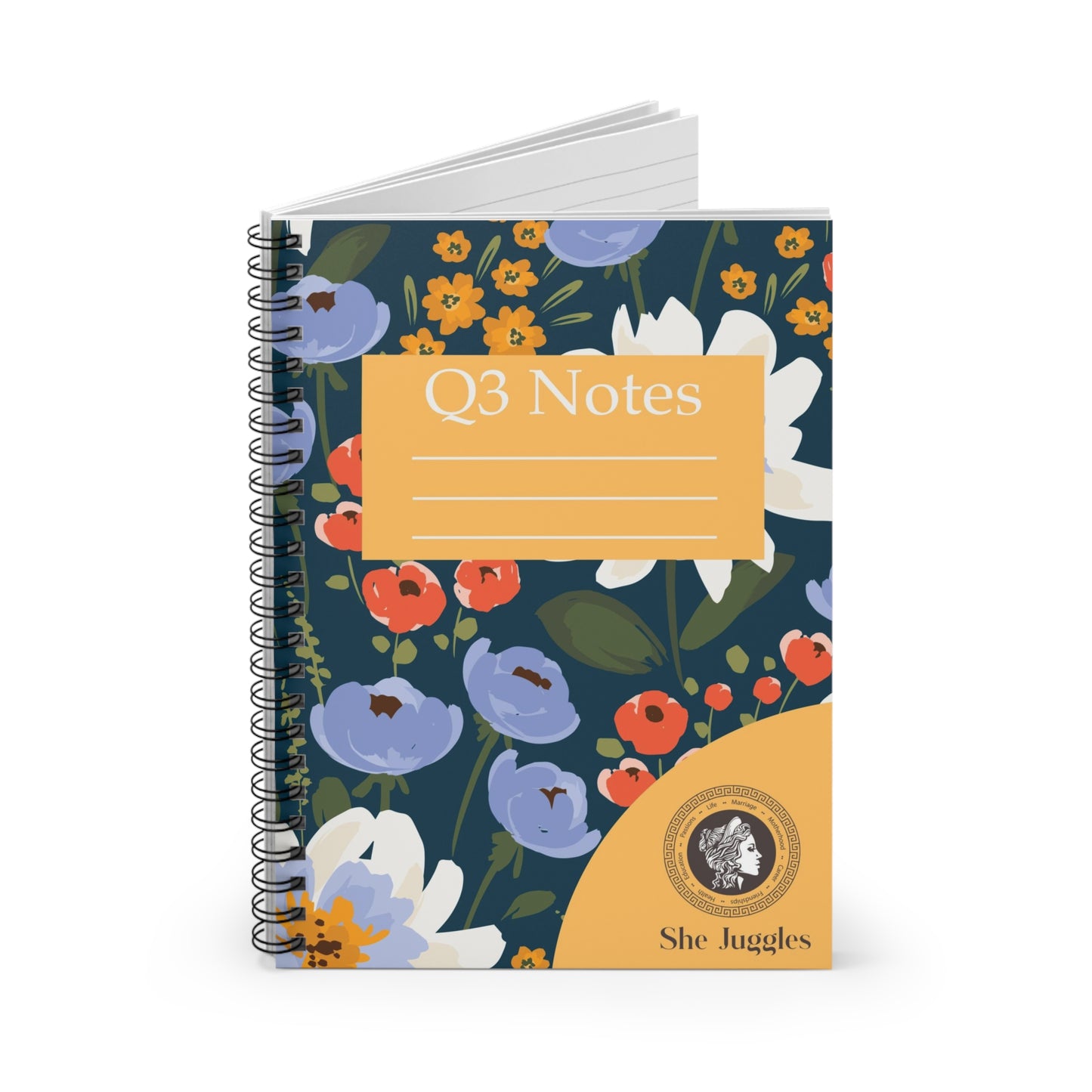 Q3 Floral She Juggles Spiral Notebook