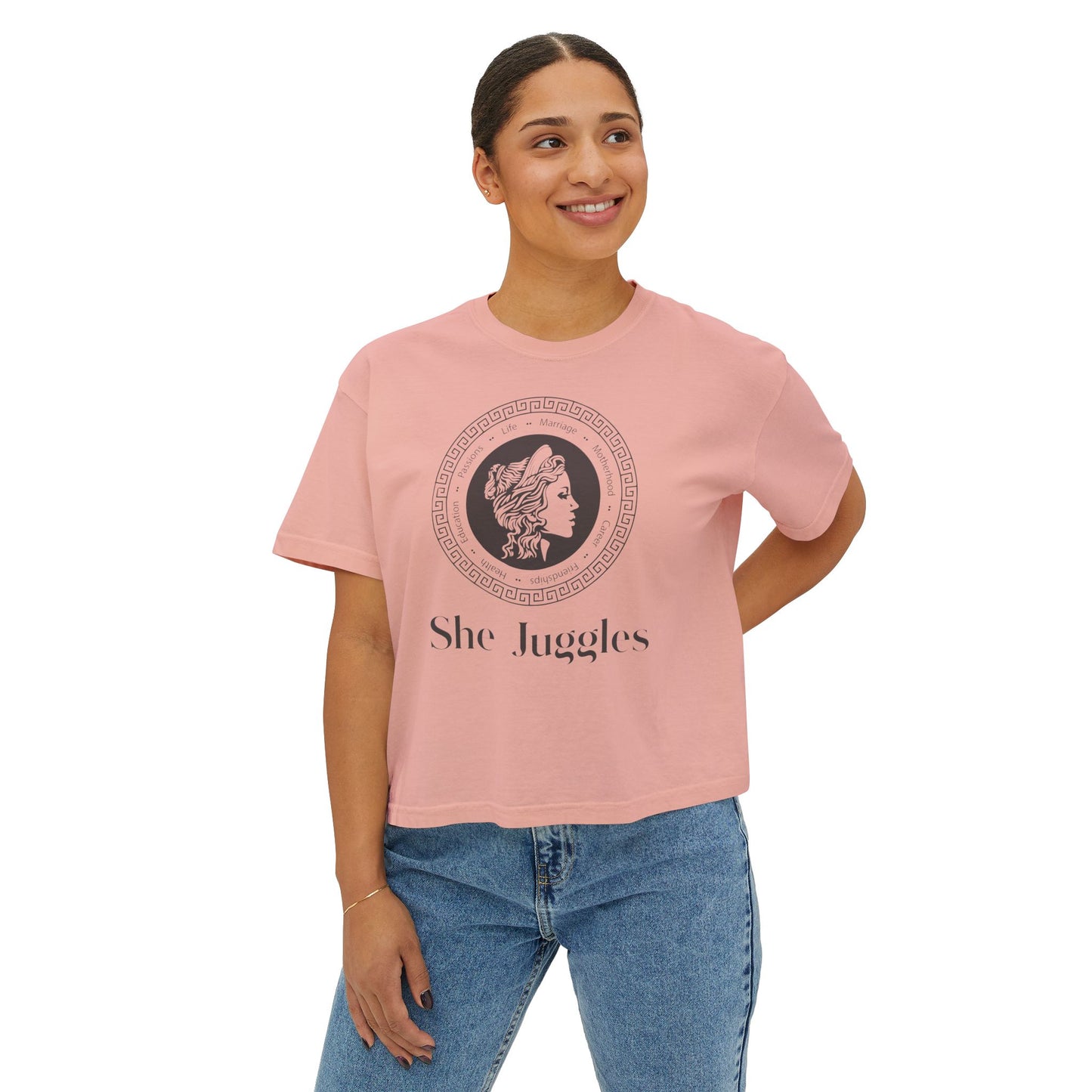 She Juggles Cropped Boxy Tee