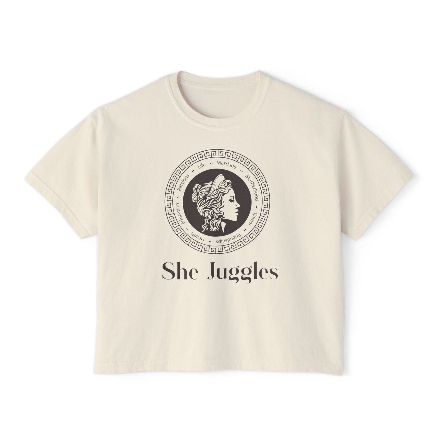 She Juggles Cropped Boxy Tee