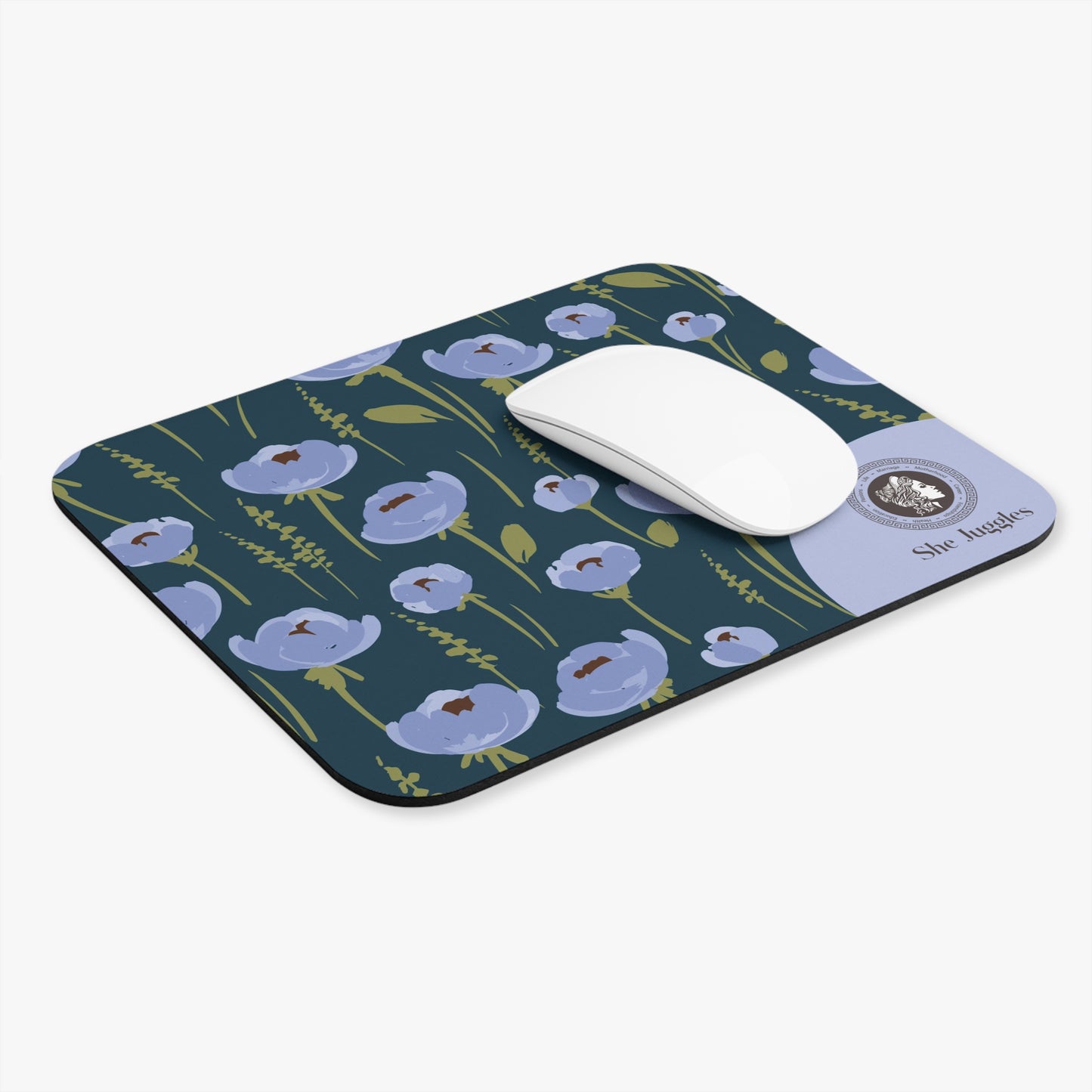 Blue Poppy She Juggles Mouse Pad
