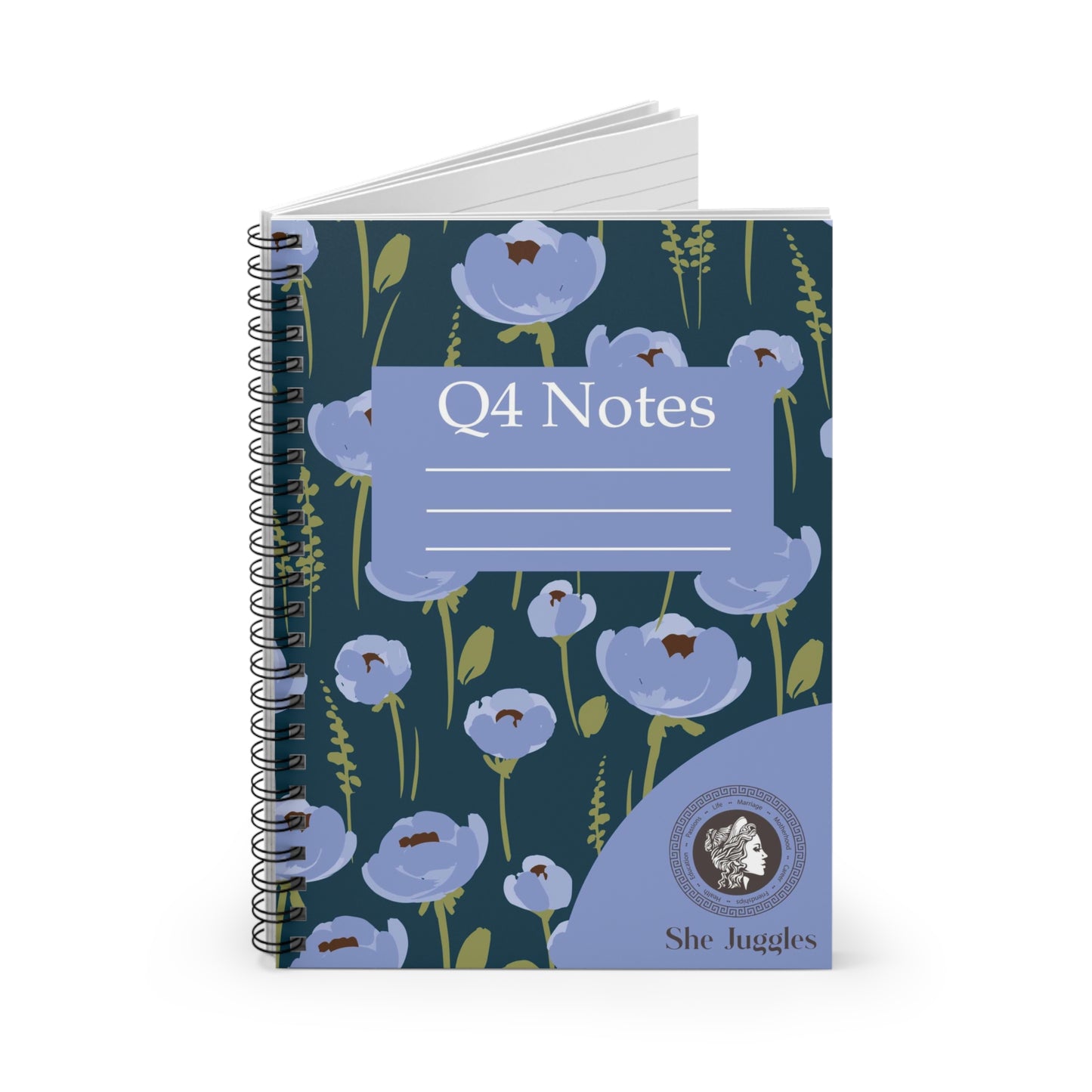 Q4 Blue Poppy She Juggles Spiral Notebook