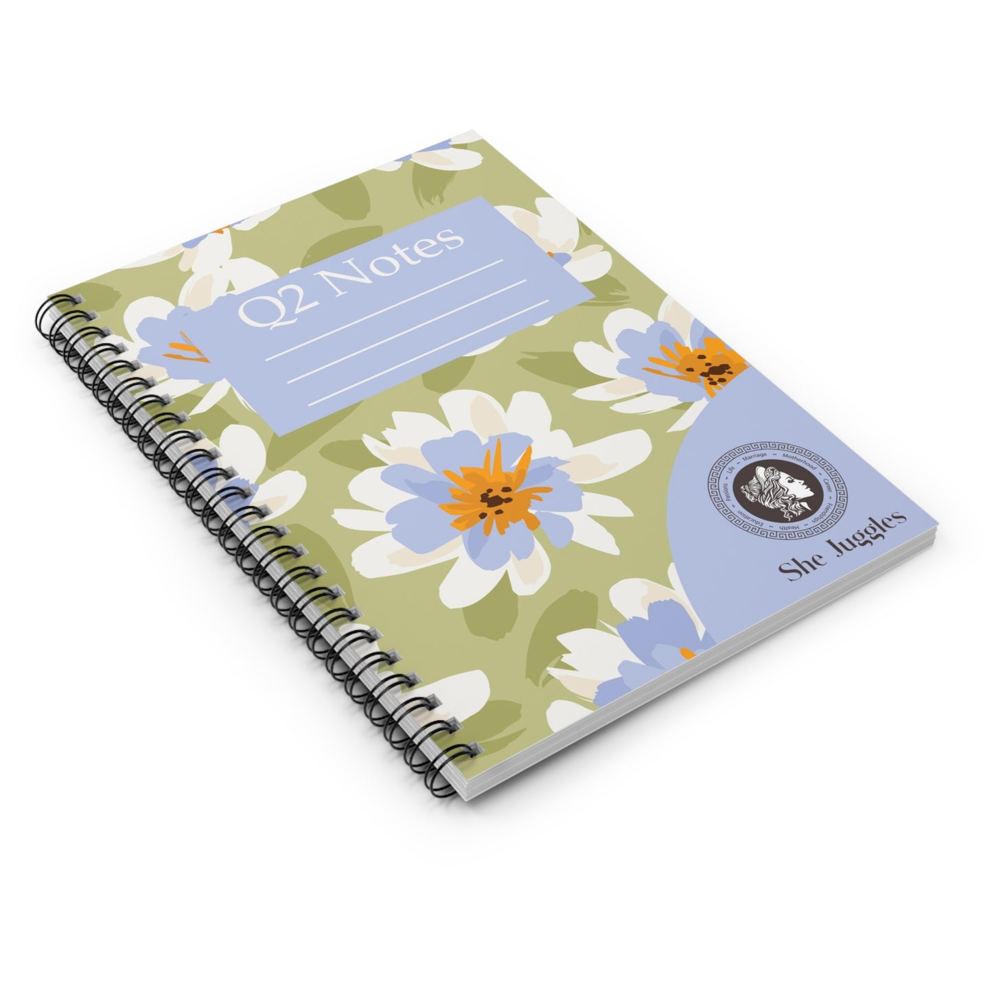 Q2 Floral She Juggles Spiral Notebook