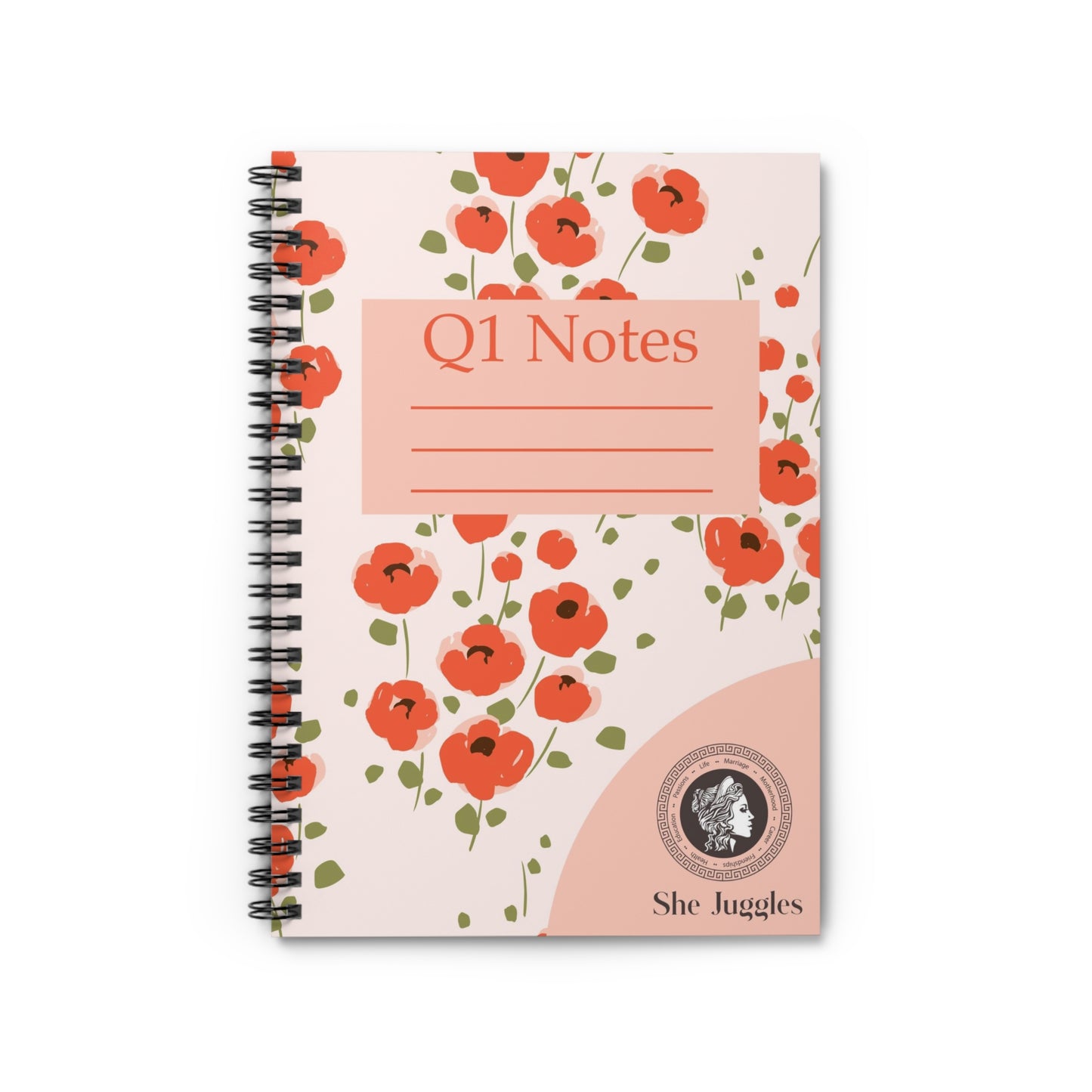 Q1 Red Poppy She Juggles Spiral Notebook