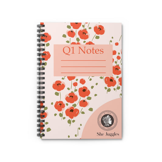 Q1 Red Poppy She Juggles Spiral Notebook