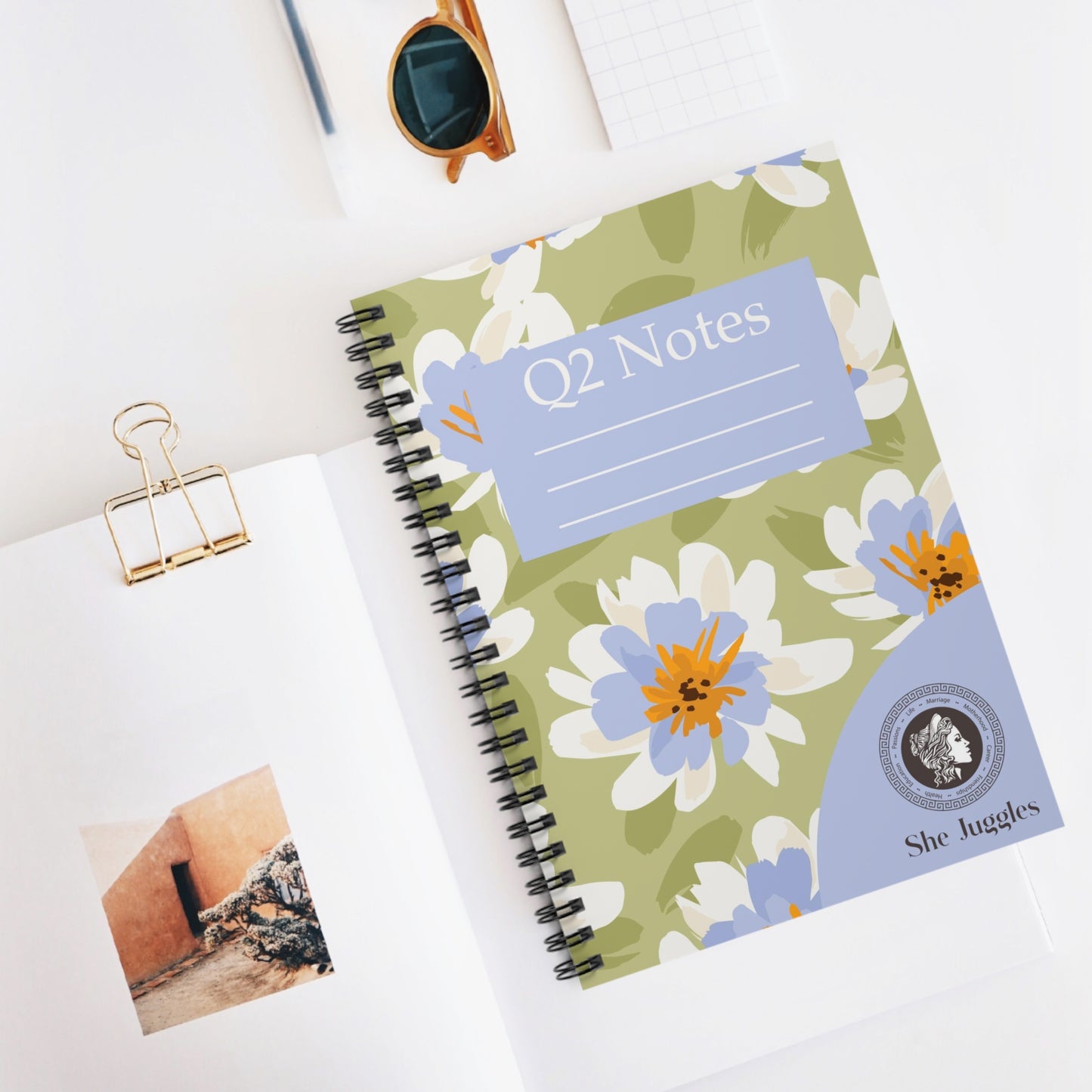 Q2 Floral She Juggles Spiral Notebook