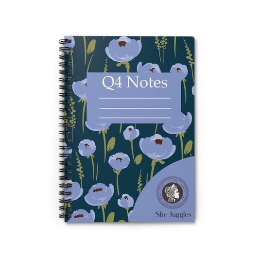 Q4 Blue Poppy She Juggles Spiral Notebook