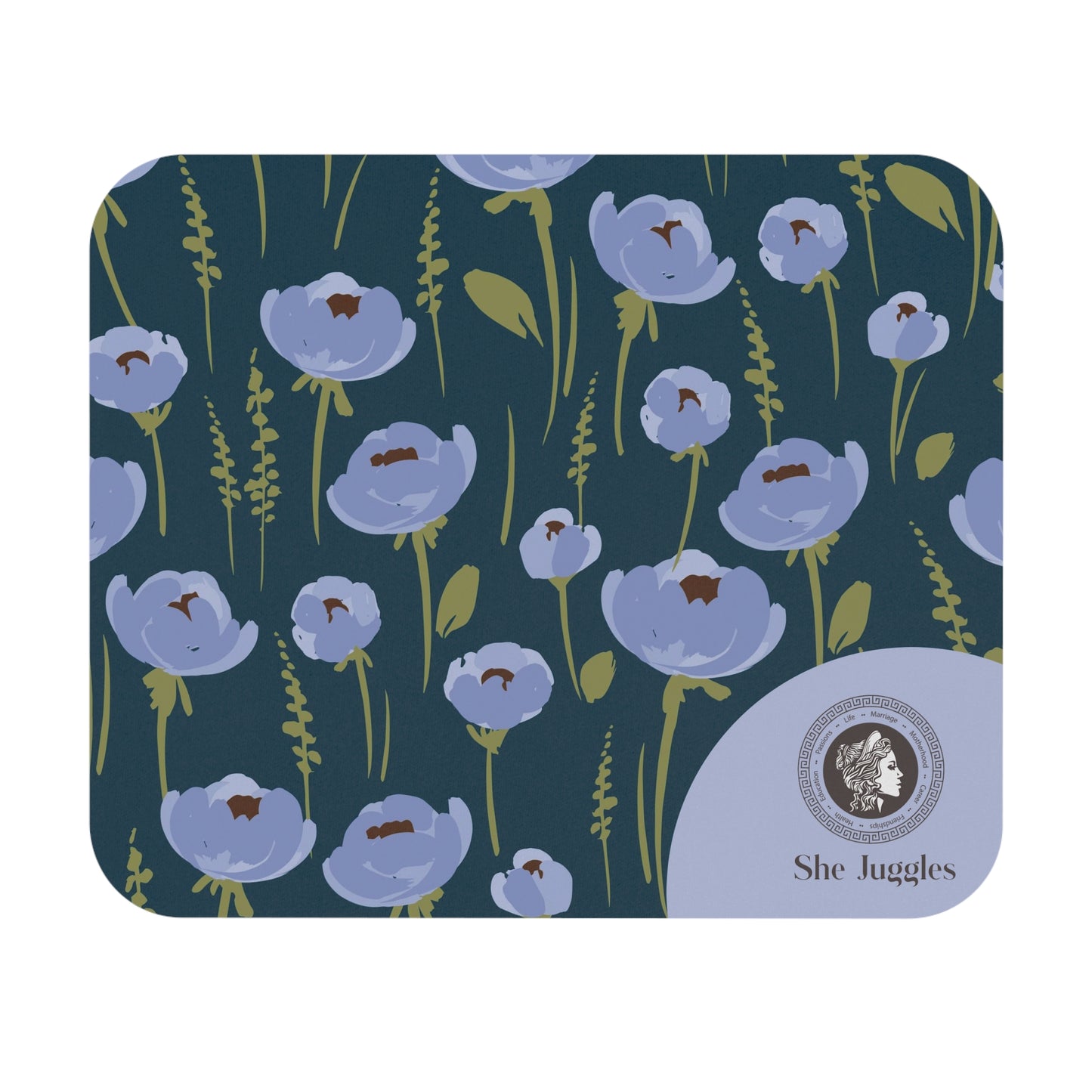 Blue Poppy She Juggles Mouse Pad