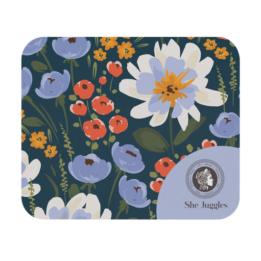 Floral She Juggles Mouse Pad