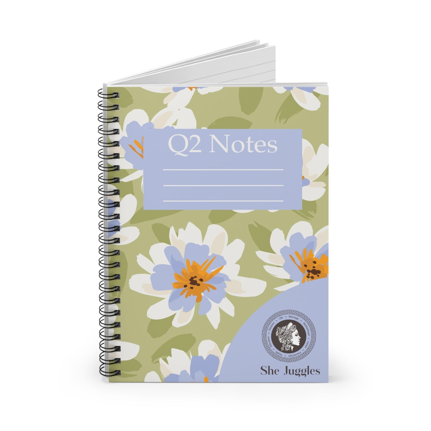 Q2 Floral She Juggles Spiral Notebook